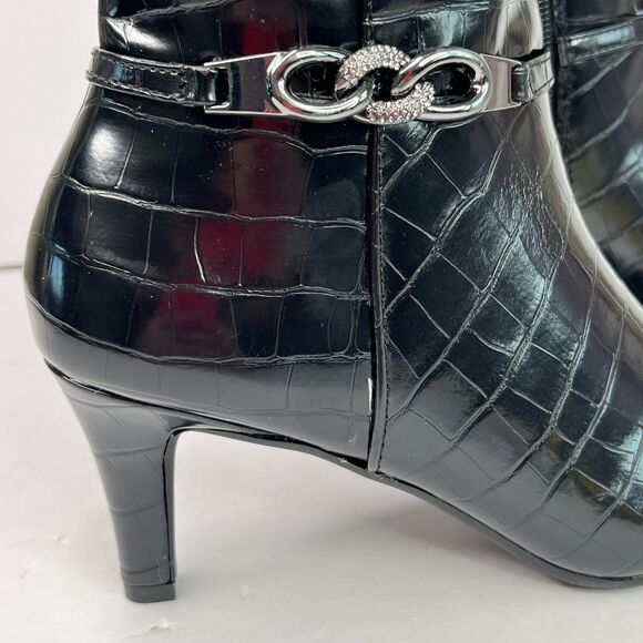 Karen Scott Womens Hannap Dressy Tall Mid-Calf Boots Black Croco 5M #601 - Picture 6 of 12